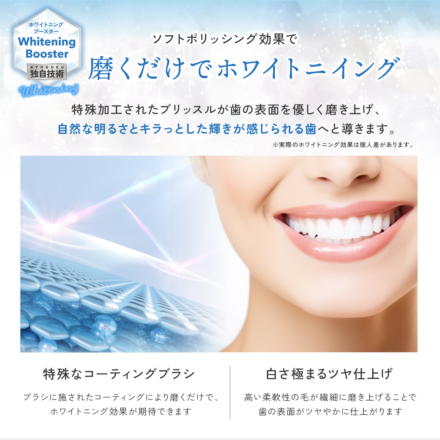 KYOGOKU クリスタルホワイトニングブラシ 歯ブラシ 美白 濃密毛 除菌 現役歯科医師監修 やわらかめ プレミアム 口臭ケア 歯周病予防