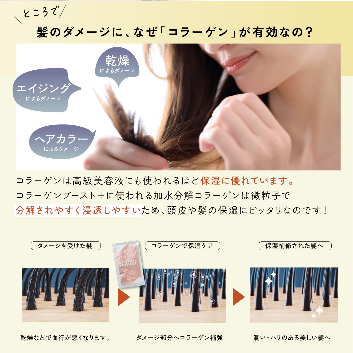 KYOGOKU コラーゲンブースト+トリートメント 3g 原液100% パウダー系トリートメント ヘアパック ヘアトリートメント