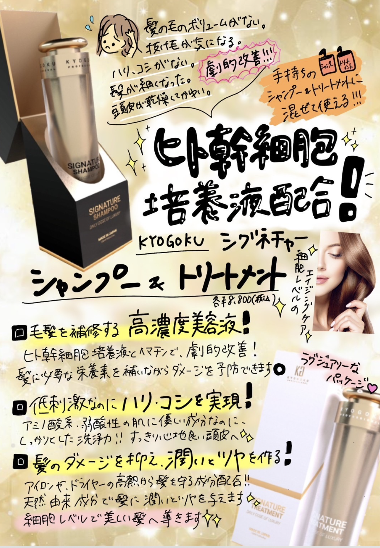 シグネチャーシャンプートリートメント 手書きPOP