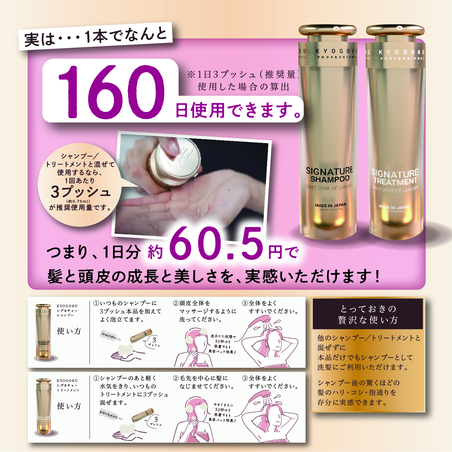 KYOGOKUシグネチャーシャンプー&トリートメント 各120ml