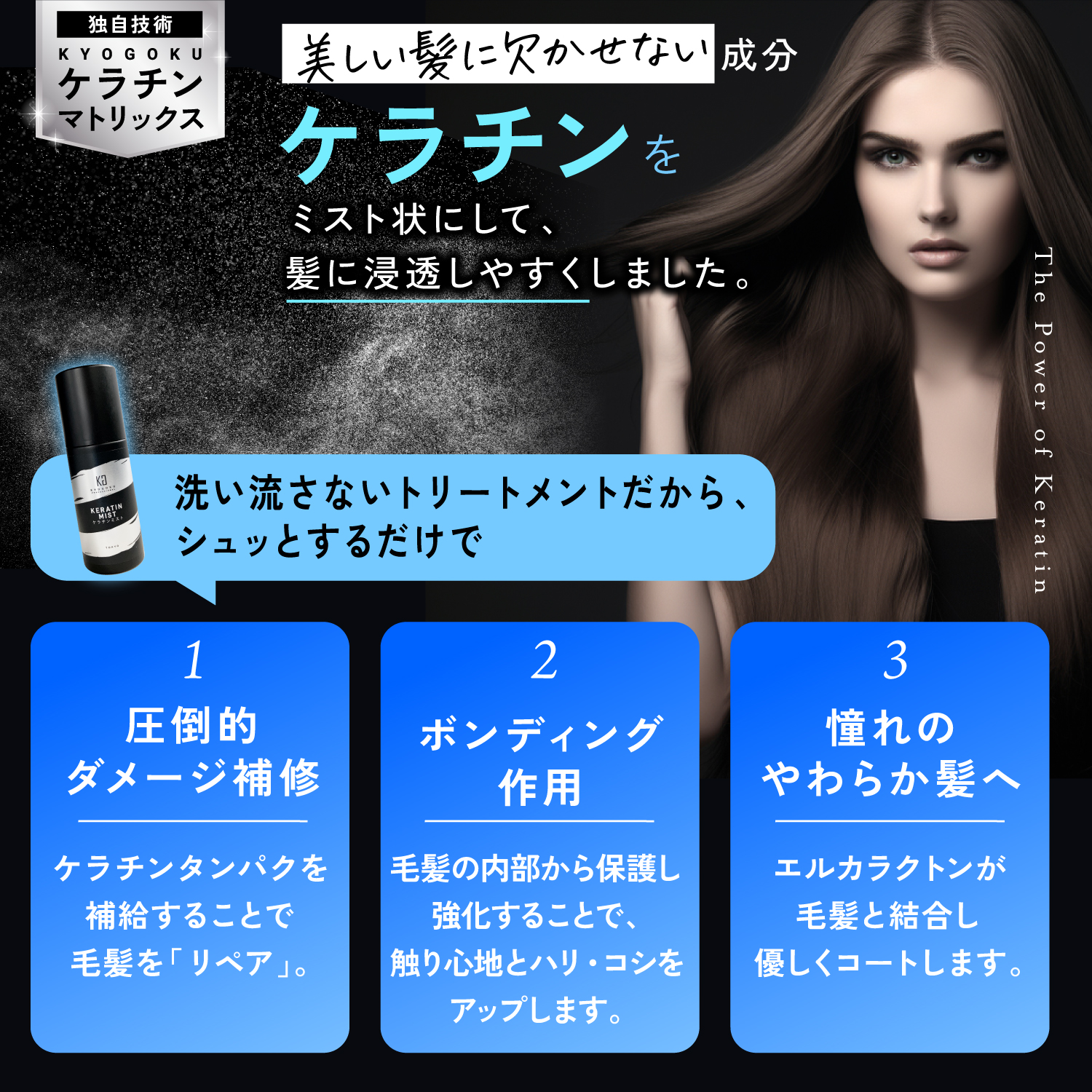 KYOGOKUケラチンミスト(導入美容液ミスト) 原液100% 洗い流さないトリートメント 美容室専売品 ケラチントリートメント